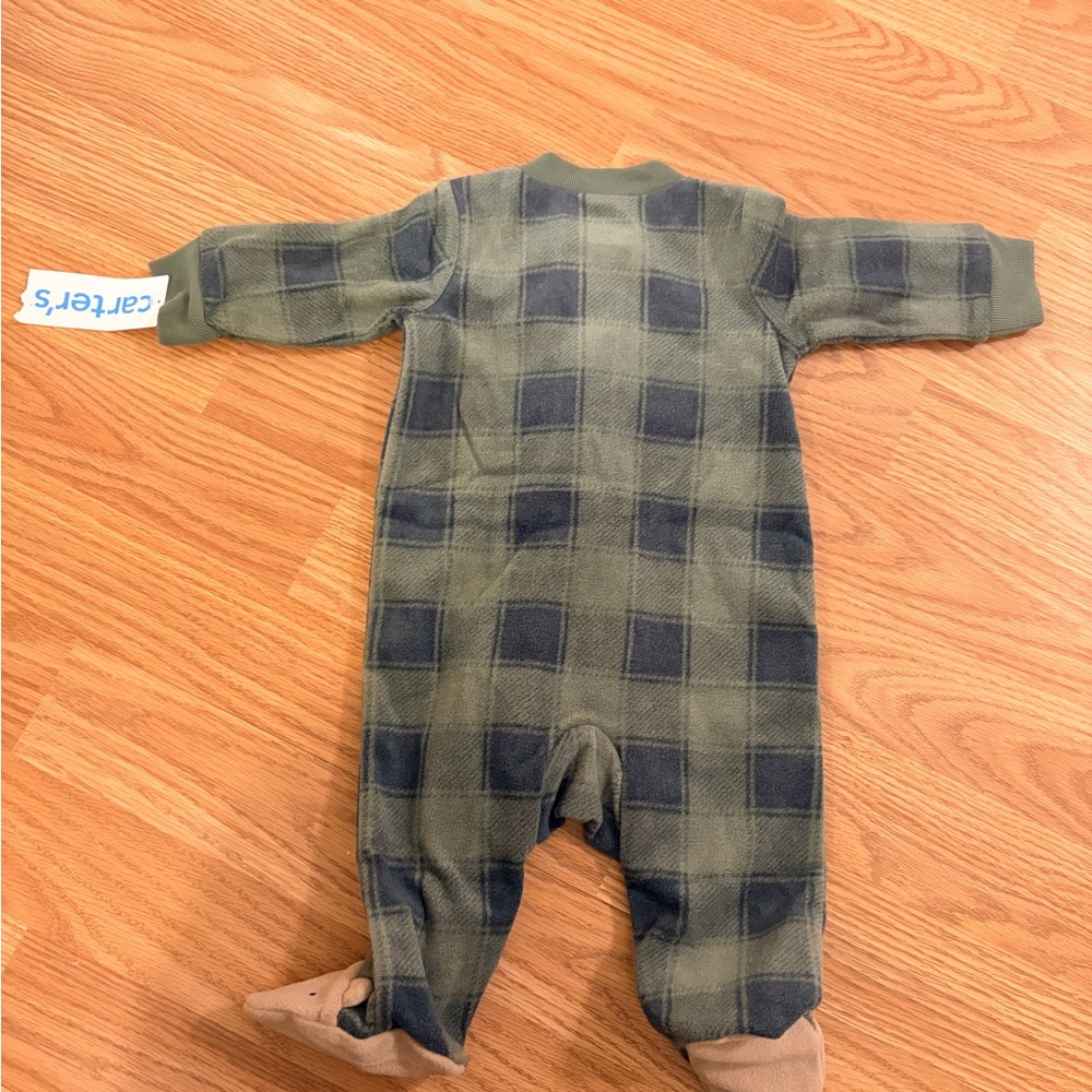 Carters Bear Plaid Fleece Footies - NWT - Picture 2 of 2
